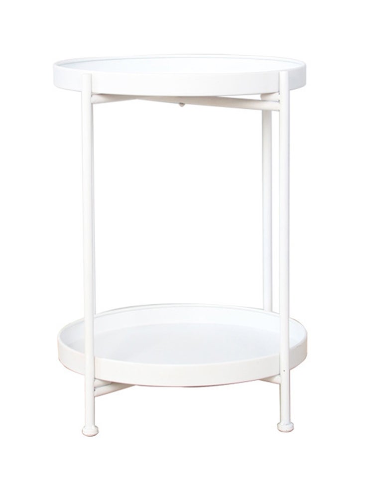 Perfii - 2 Tier Metal Round End Table with Removable Tray, Foldable and Waterproof Table for Living Room, Balcony and Office - Image 1