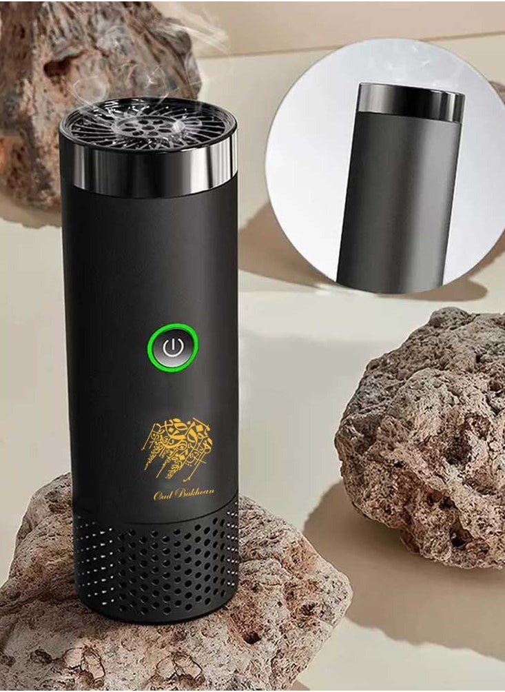 Oud Bakhoan USB Power Incense Portable Burner Evaporator Rechargeable Electric for Car and Home Fragrance - Black  - Image 4