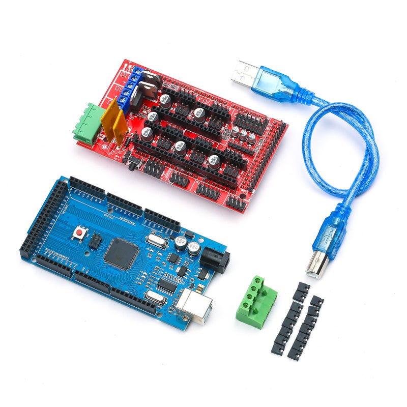 مجموعة تحكم طابعة ثلاثية الأبعاد تشمل وحدة تحكم RAMPS 1.4، لوحة 2560 R3، كابل USB، وحدة عرض ذكية رسومية LCD 12864، ومحرك خطي A4988 مع مبرد الحرارة لطابعة أو آلة النحت - Image 2