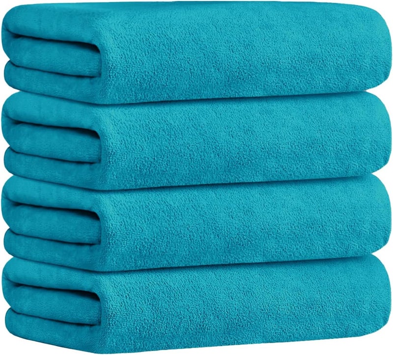 JML Bath Towel, Microfiber Bath Towels Set 4 Pack (30" x 60") - Large Size, Extra Absorbent, Quick Drying, Multipurpose Use as Bath Fitness Towel, Sports Towels, Yoga Towel, Teal - Image 2