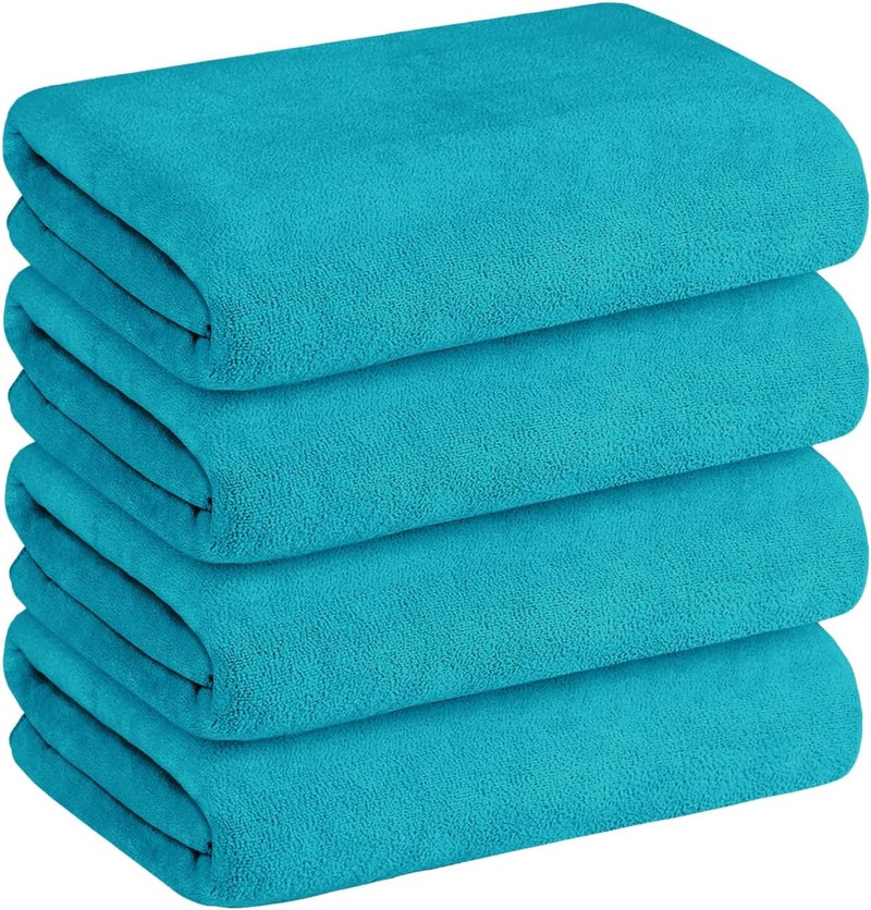 JML Bath Towel, Microfiber Bath Towels Set 4 Pack (30" x 60") - Large Size, Extra Absorbent, Quick Drying, Multipurpose Use as Bath Fitness Towel, Sports Towels, Yoga Towel, Teal - Image 1