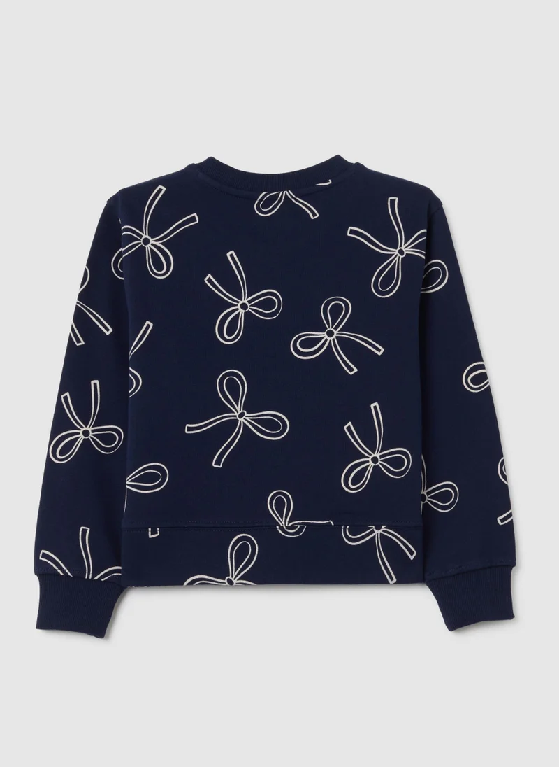 او في اس GIRLS' BLUE COTTON SWEATSHIRT IN REGULAR FIT