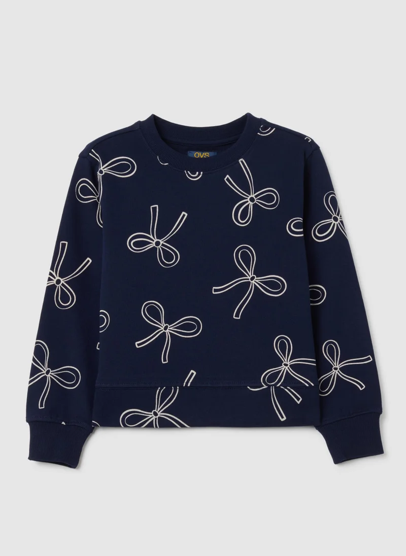 او في اس GIRLS' BLUE COTTON SWEATSHIRT IN REGULAR FIT