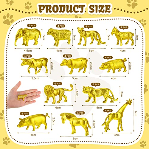 Charniol 48 Pcs Metallic Gold Plastic Animal Figurines Toys Safari Animal Figurines Zoo Elephant Lion Jungle Wild Mini Decor for Baby Shower Theme Birthday Party Cake Topper Decoration - Image 5