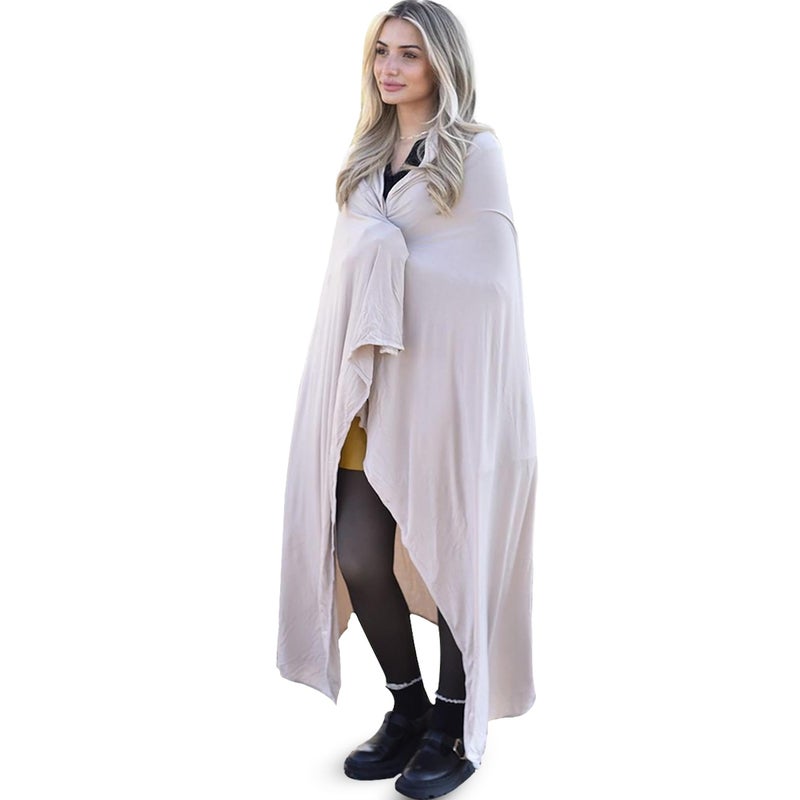 K E L O R Luxury Cooling Travel Blanket  Stretchy Lightweight Soft  Breathable Shawl Wraps for Women  EasyCare Perfect for Travel Airplane Blanket or Women ShawlFawn SingleSided
