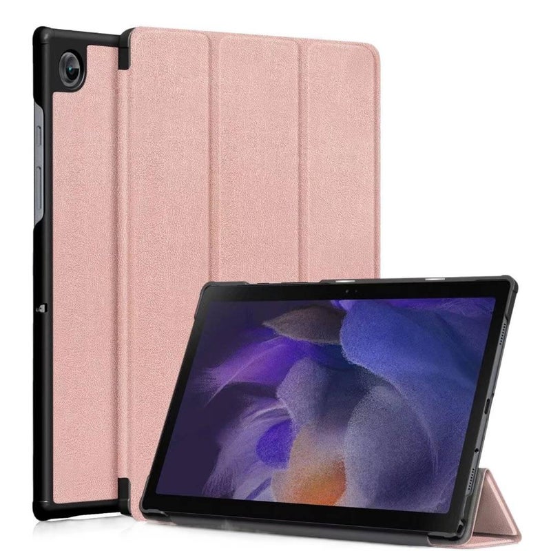 حافظة سامسونج تاب قابلة للطي متوافقة مع Samsung Galaxy Tab A8 / Samsung Galaxy Tab A7 باللون ذهبي وردي مع غطاء حماية ووظيفة حامل وحمل يومي للتابلت بوظيفة حامل Samsung Tab Folio - Layan Lure - Image 1