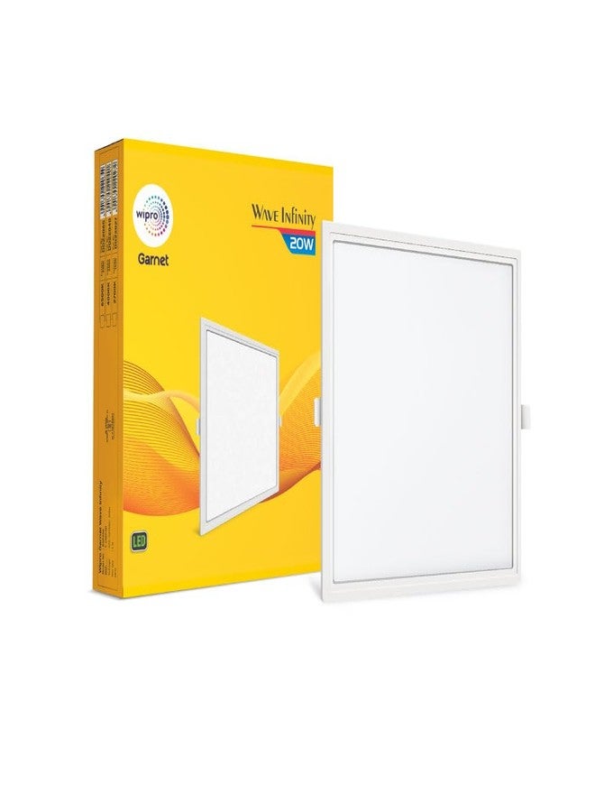 wipro Garnet 20W Square Led Wave Infinity Panel |Cool White Light (6500K)|Rimless with Ultra-Slim Design |Pop Ceiling Light |Cutout-205X205Mm |Pack of 1 -, Polycarbonate - Image 1