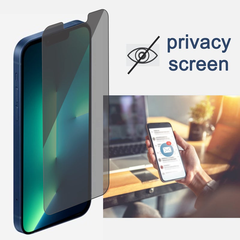 Ailun 2Pack Privacy Screen Protector for iPhone 13 Pro Max [6.7 inch] + 2 Pack Camera Lens Protector, Anti Spy Private Tempered Glass Film, [9H Hardness] - HD - Image 2