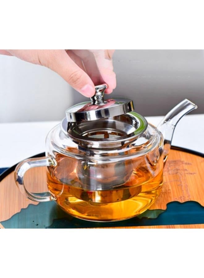 Glass Teapot 800ml with Stainless Steel Filter Liner Square Shape Heat Resistant Tea Kettle High Borosilicate Tea Pot Clear Coffee Pot HZ-800ml - Image 3