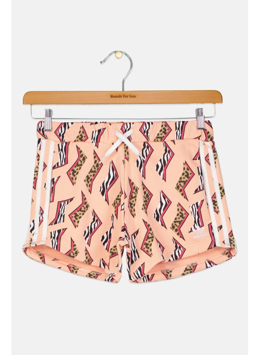 adidas Originals Kids Girl Sportswear Fit Allover Print Short, Glow Pink  - Image 1