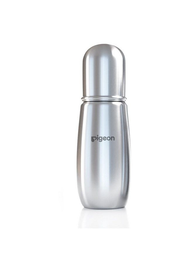 pigeon - Steel Baby Feeding Bottle For Kids Made Of Rust Free Stainless Steel Ergonomic Handle Anti Colic Nipple Slim Neck Steel Feeding Bottle 220Ml L Size - Image 1