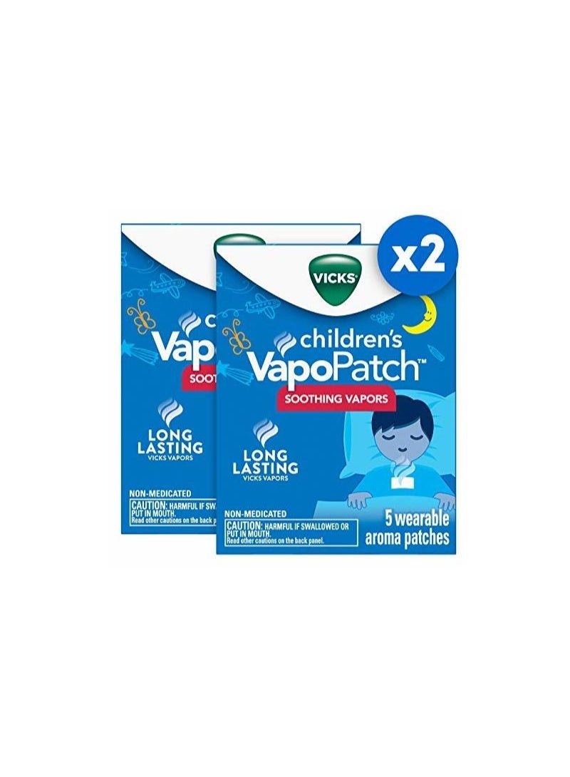 Vicks (عبوة من 2) لاصقات بخار مهدئة للأطفال، 2x5 لاصقات عطرية قابلة للارتداء - Image 1