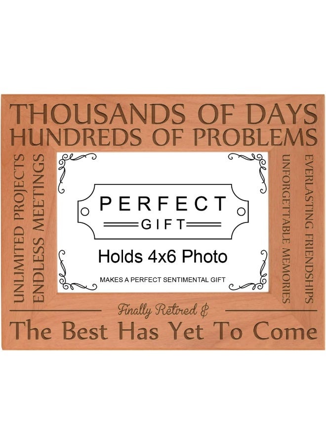 ThisWear Retirement Gift Finally Retired The Best Has Yet to Come Natural Wood Engraved 4x6 Landscape Picture Frame Wood - Image 5
