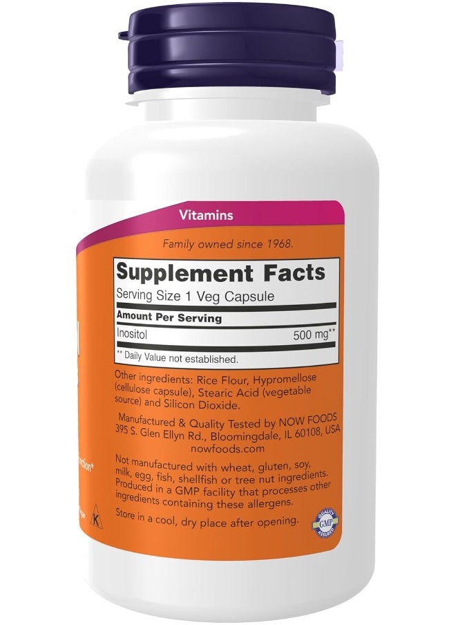 now - Now Foods, Inositol Capsules, 500 mg, 100 Capsules - Image 1