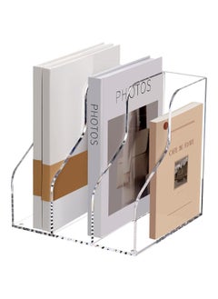 Arab Land Solutions Clear Acrylic Magazine File Holder Desk Organizer with 3 Vertical Compartments  - Image 1