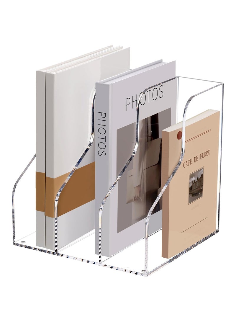 عرب لینڈ سلوشنز منظم ملفات ومجلات أكريليك شفاف للمكتب مع 3 أقسام عمودية - Image 1