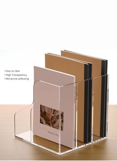 Arab Land Solutions Clear Acrylic Magazine File Holder Desk Organizer with 3 Vertical Compartments  - Image 2