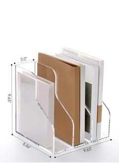 Arab Land Solutions Clear Acrylic Magazine File Holder Desk Organizer with 3 Vertical Compartments  - Image 3