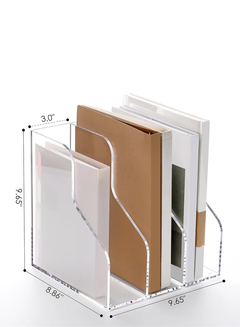 عرب لینڈ سلوشنز منظم ملفات ومجلات أكريليك شفاف للمكتب مع 3 أقسام عمودية - Image 3