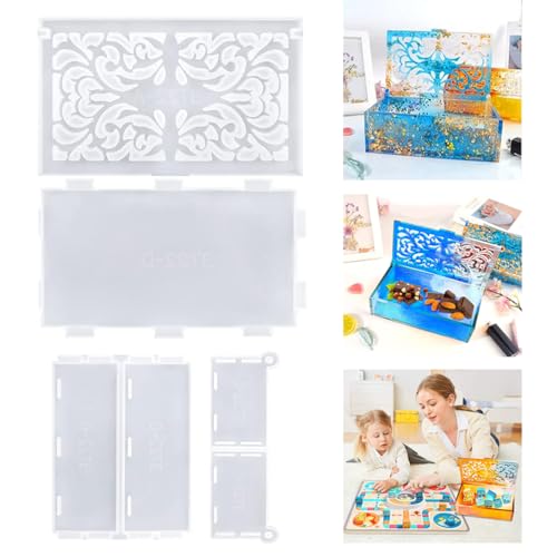 Koonafy Resin Rectangle Box Mold, Epoxy Resin Silicone Moulds with Lid Resin Moulds Storage Box, DIY Organizer for Dominoes, Cosmetic Jewelry Napkin Candy Crafts - Image 1