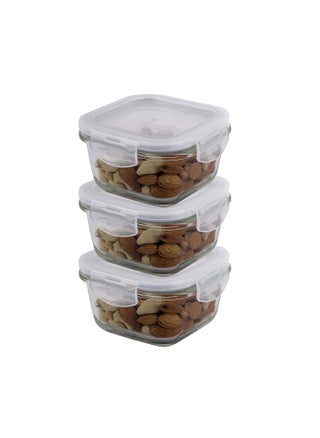 Lock & Lock Euro Glass Square Food Storage Container, 300ml, Transparent, Set of 3 (LLG205) | Superior Borosilicate Glass Container | Stain Free, BPA Free, Leakproof | Airtight 4 Side Locking Lid - pzsku/Z57CE748CF444B9ADE592Z/45/1743507258/fa0a867c-6276-429d-aa2c-e8ded2a9af55