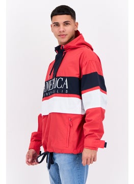 PERRY ELLIS Men Embroidered Logo Hooded Puffer Jacket, Red Combo  - Image 2