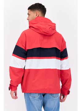 PERRY ELLIS Men Embroidered Logo Hooded Puffer Jacket, Red Combo  - Image 3
