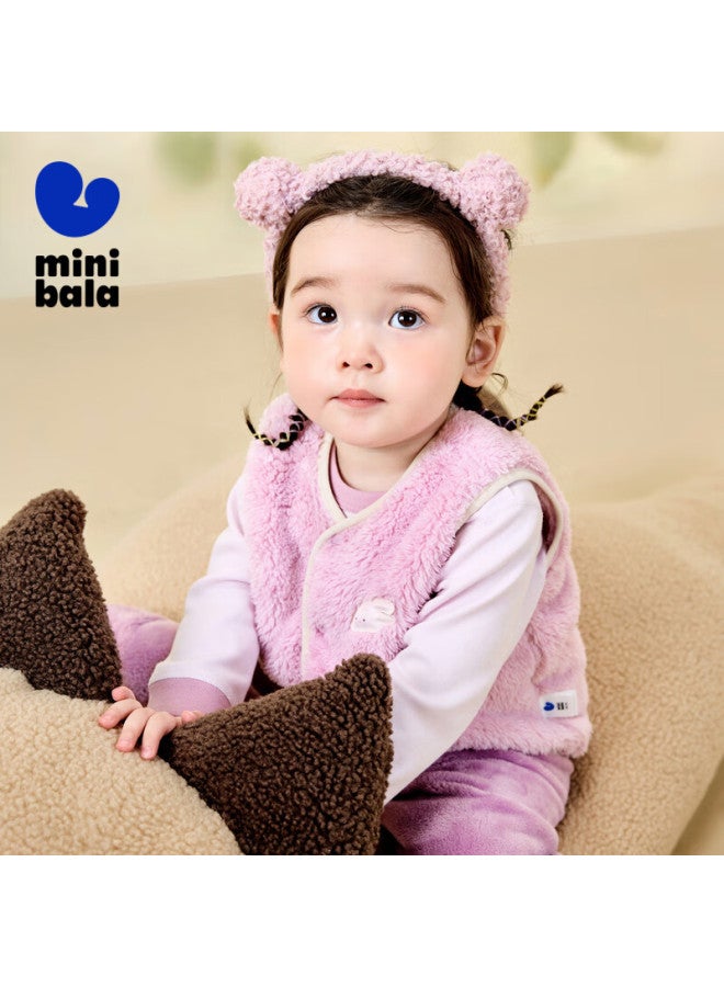 Minibala Warm Core Uni Kids Double-sided Fleece Homewear Thermal Vest Baby Plush Belly Protector Vest - Image 1