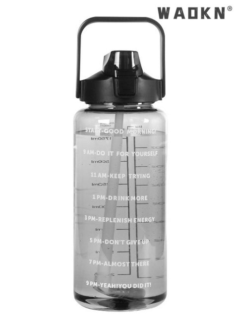 2L Motivational Water Bottle with Time Marker & Straw - BPA Free Leakproof Water Jug for Women Men Large Water Jug for Fitness Gym Outdoor Sport