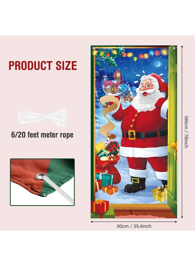 Irenare Christmas Door Cover Decoration Santa Backdrop Xmas Door Hanging Covers Christmas Eve Background Funny Santa Claus Banner Christmas Party Decorations Photo Booth For New Year Christmas 78 X 35.4 Inch - Image 2