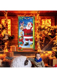 Irenare Christmas Door Cover Decoration Santa Backdrop Xmas Door Hanging Covers Christmas Eve Background Funny Santa Claus Banner Christmas Party Decorations Photo Booth For New Year Christmas 78 X 35.4 Inch  - Image 4