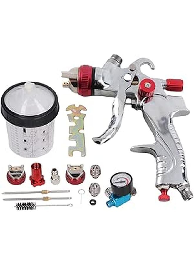مسدس رش طلاء السيارات HVLP مع تغذية بالجاذبية ومجموعة فوهات 3 قطع للسيارات وأعمال المنزل DIY - Image 1