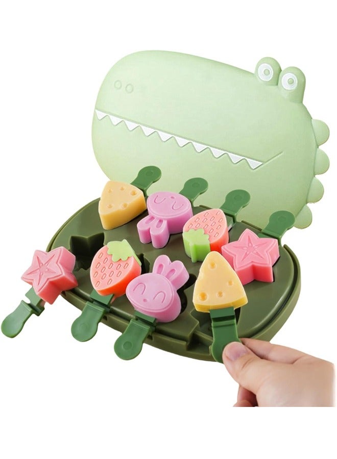 Silicone Popsicle Molds, Dinosaur Animal Small Mini Popsicles Molds, Fun Shaped Homemade Ice Popsicle Molds Set, BPA Free (Green-crocodile(8 pieces)) - Image 1