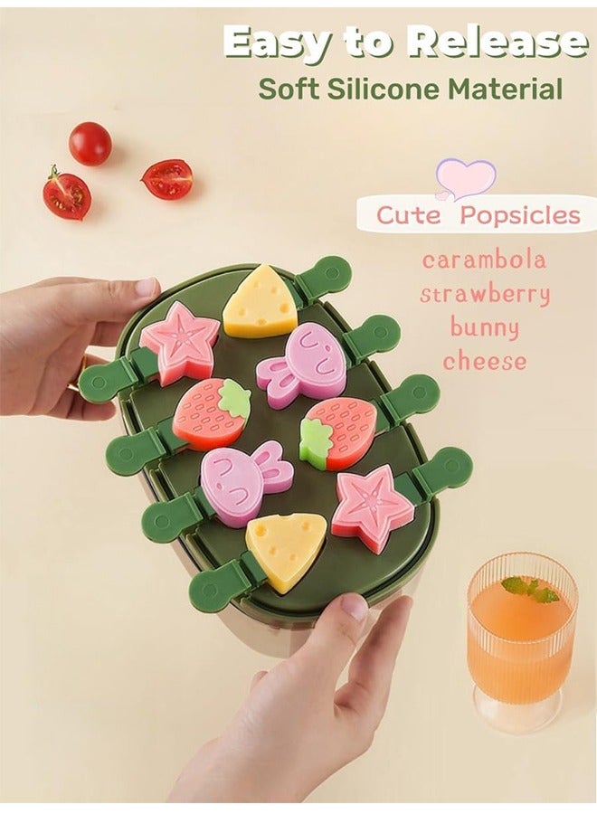 Silicone Popsicle Molds, Dinosaur Animal Small Mini Popsicles Molds, Fun Shaped Homemade Ice Popsicle Molds Set, BPA Free (Green-crocodile(8 pieces)) - Image 3