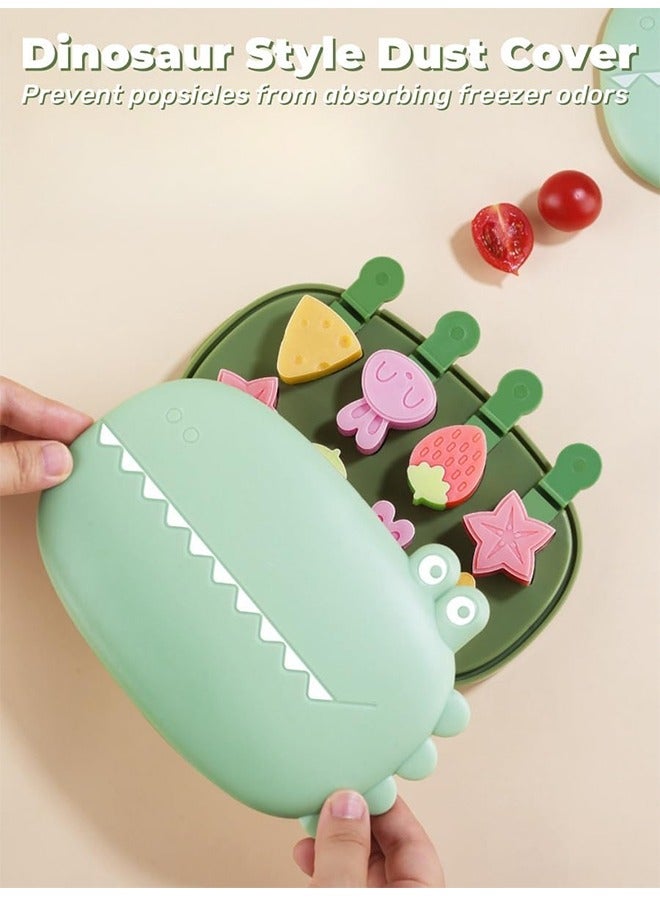 Silicone Popsicle Molds, Dinosaur Animal Small Mini Popsicles Molds, Fun Shaped Homemade Ice Popsicle Molds Set, BPA Free (Green-crocodile(8 pieces)) - Image 4