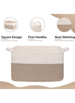 Goodpick Blanket Basket, Woven Baskets For Storage, Extra Large Storage Basket, Blanket Basket Living Room, Rectangle Cotton Rope Basket For Toys, Dirty Clothes, 23.6" X 15.7" X 13.8"  - Image 4
