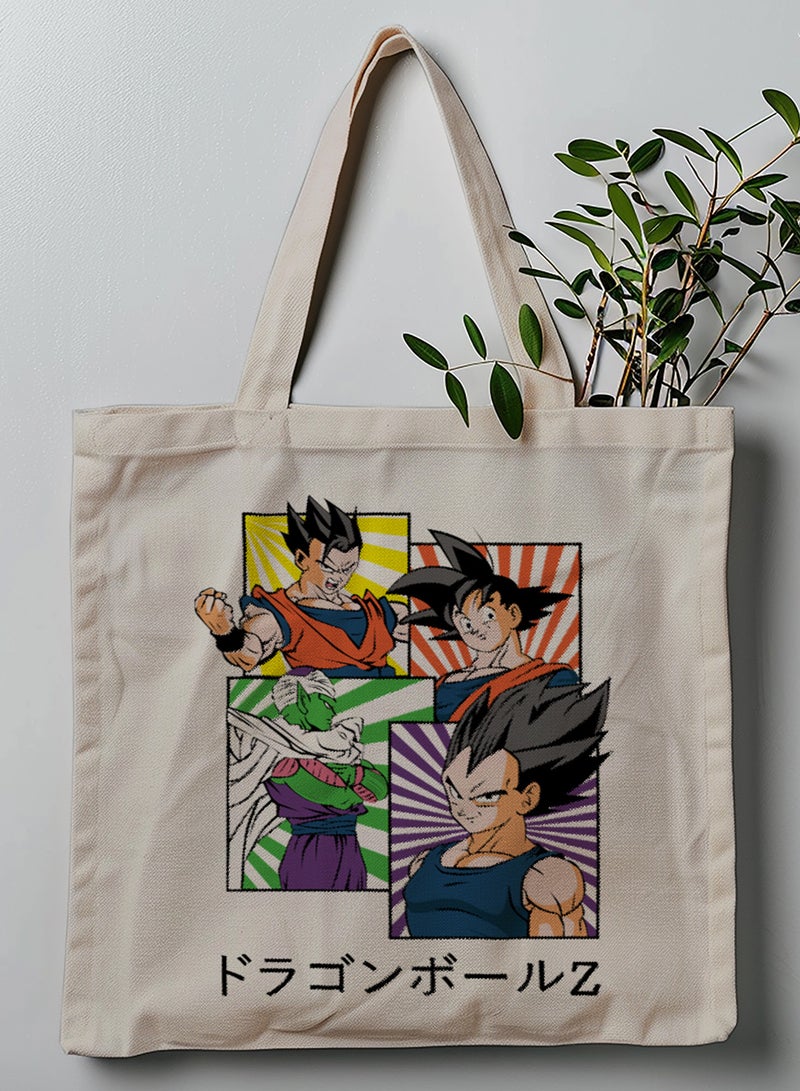 LOWHA Polyester Tote Bag with Shoulder Straps and Dragon Ball Anime Pattern  - Image 1