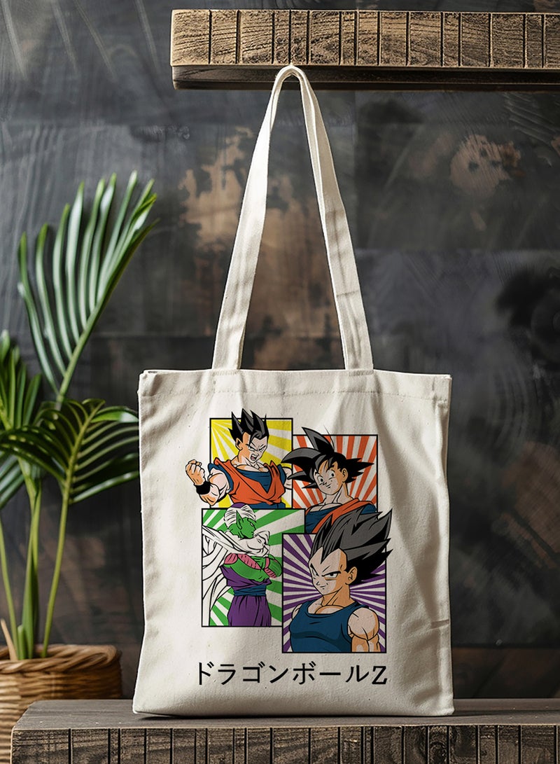 LOWHA Polyester Tote Bag with Shoulder Straps and Dragon Ball Anime Pattern  - Image 3