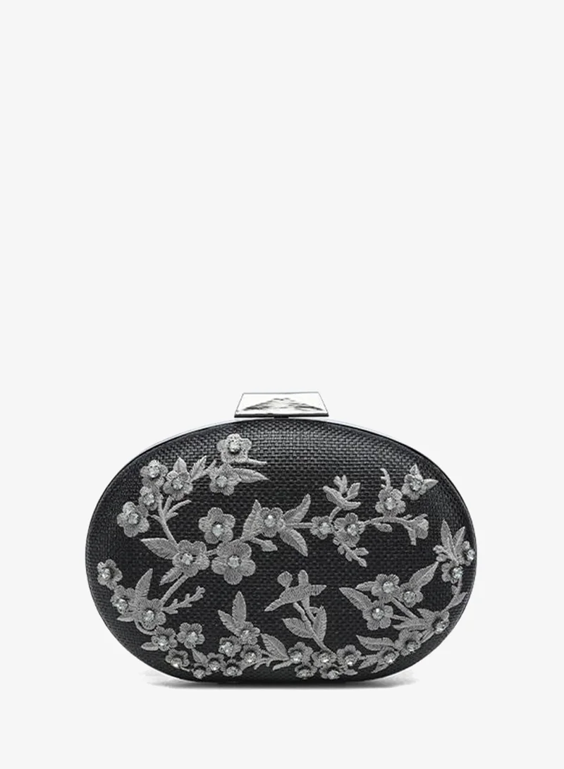 Floral Embroidered Oval Clutch AD 169