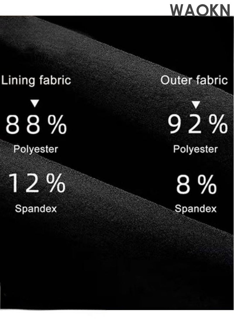 WAOKN Men's 2-in-1 sports running shorts, lightweight sportswear quick drying shorts, lined with anti glare double-layer fitness shorts, fitness stretch sports shorts with pockets that can store mobile phones without fading or deforming (black). - Image 2