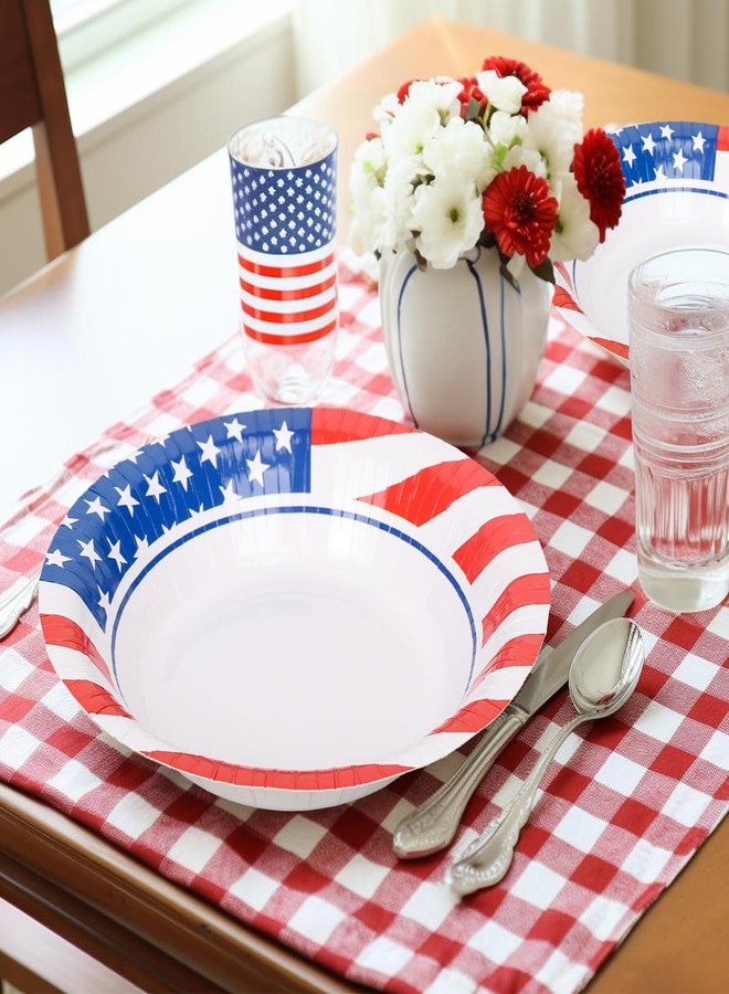 JarThenaAMCS 50Pcs Patriotic Paper Bowls 16 Oz 4th of July Party Bowls Blue White Stars American Flag Disposable Dessert Bowl for Independence Day Memorial Day Birthday Party Supplies - Image 4