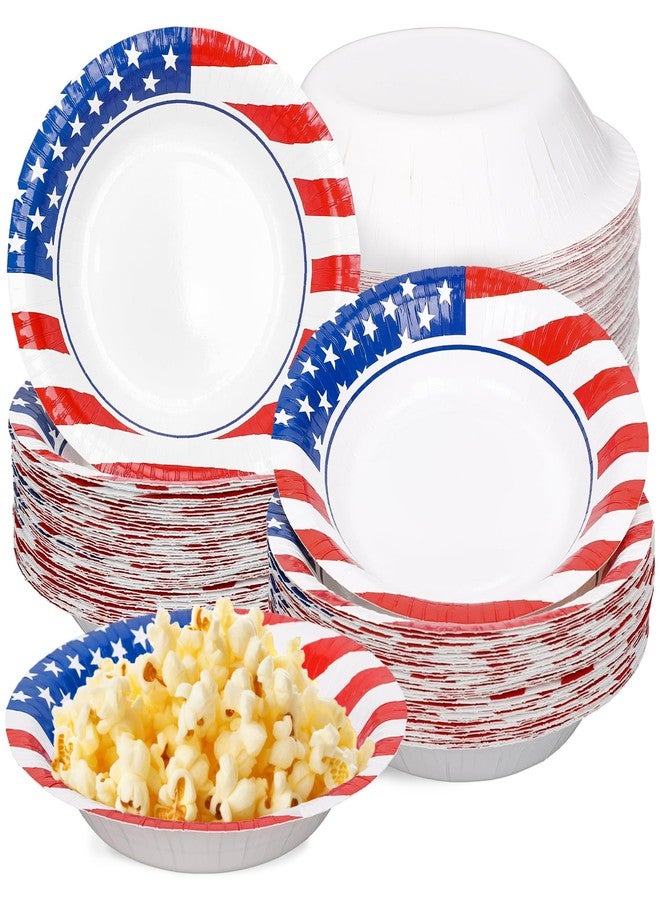 JarThenaAMCS 50Pcs Patriotic Paper Bowls 16 Oz 4th of July Party Bowls Blue White Stars American Flag Disposable Dessert Bowl for Independence Day Memorial Day Birthday Party Supplies - Image 1