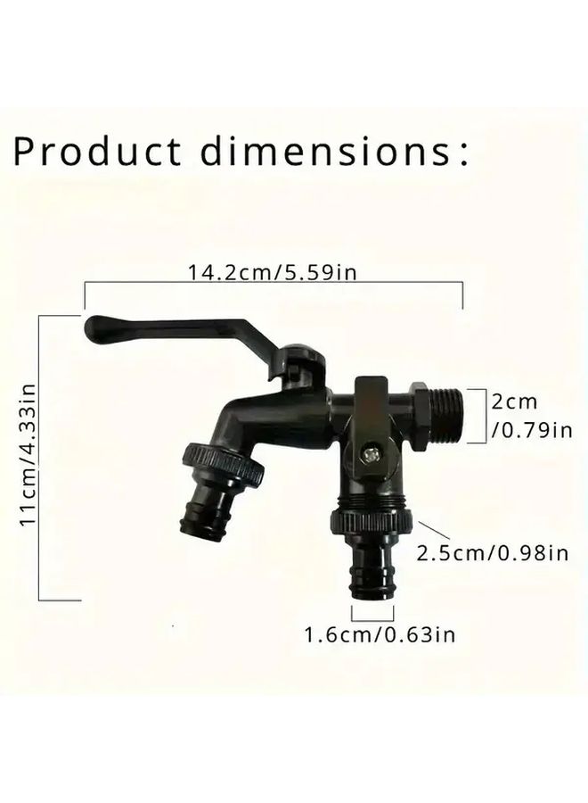 Dual Outlet Black Zinc Alloy Garden Faucet Single Hole Anti Freeze Wall Mounted - Image 2