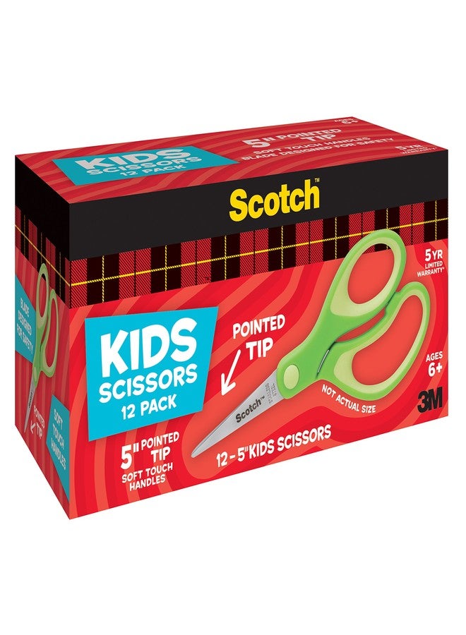 Scotch 5-Inch Soft Touch Pointed Kid Scissors, 12 Count Teacher Pack, Green, Pack of 6 - Image 5