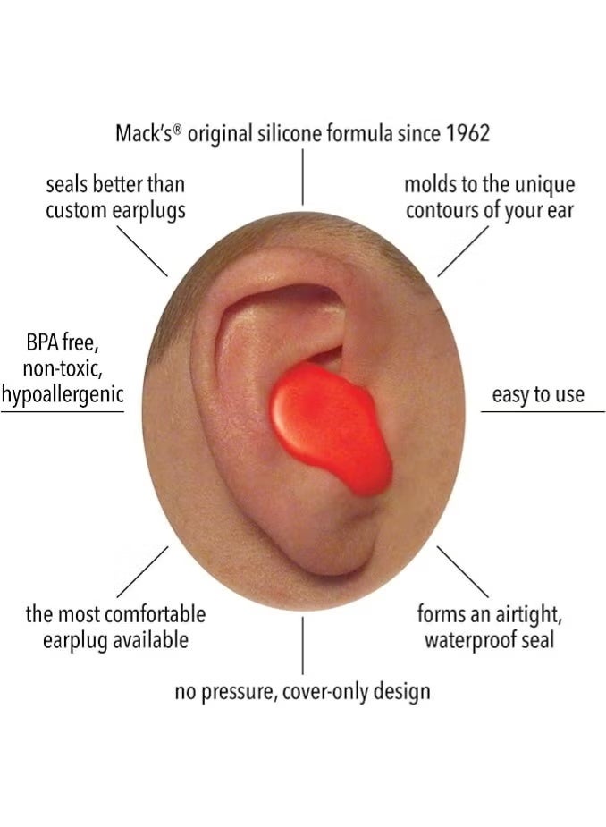 Mack's Kids Pillow Soft Earplugs - 6 Pair | The Original Moldable Pillow Soft Silicone Putty Ear Plugs for Sleeping, Snoring, Swimming, Travel, Concerts and Studying | Color: Orange - Image 2