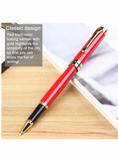 Y&D Expert Ballpoint Pen Black with Chrome Trim Luxury, Line 0.5mm Tip Come 2 Pieces Ink Refill, Nice BallPens Classy Gift Box for Student, Executive, Office (Red)  - Image 4