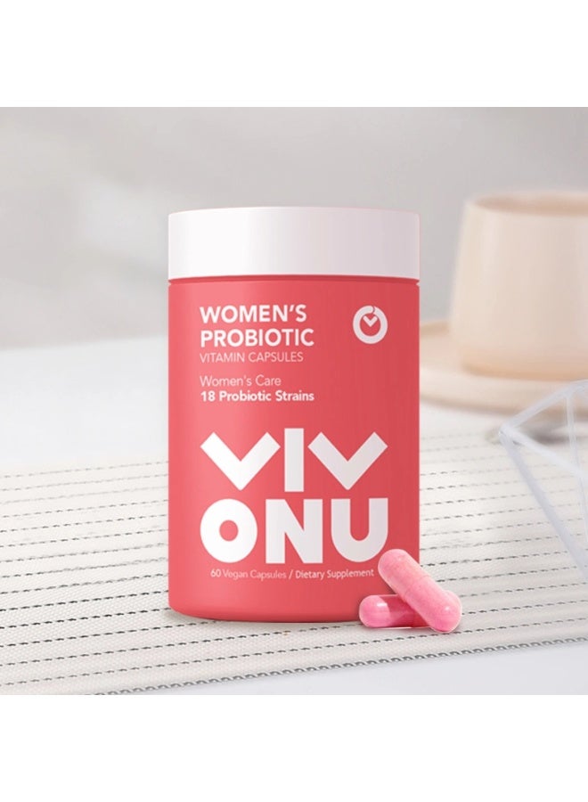 VIVONU Women’s Probiotic – 60 Billion CFUs with 18 Strains & Cranberry Extract – Supports Digestive, Immune & Vaginal Health – 60 Vegan Capsules - Image 3