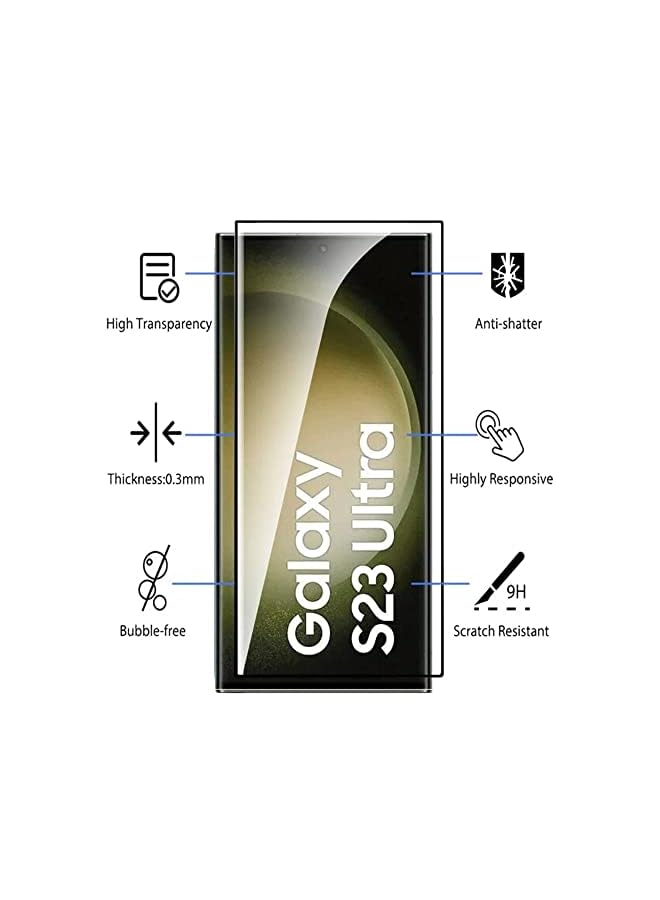 erorex Screen Protector For Samsung Galaxy S23 Ultra Tempered Glass Protector Full Glue Edge To Edge 9H Hardness Anti Fingerprint 3D Curved Scratch Resistance Glass For Samsung Galaxy S23 Ultra - Image 3