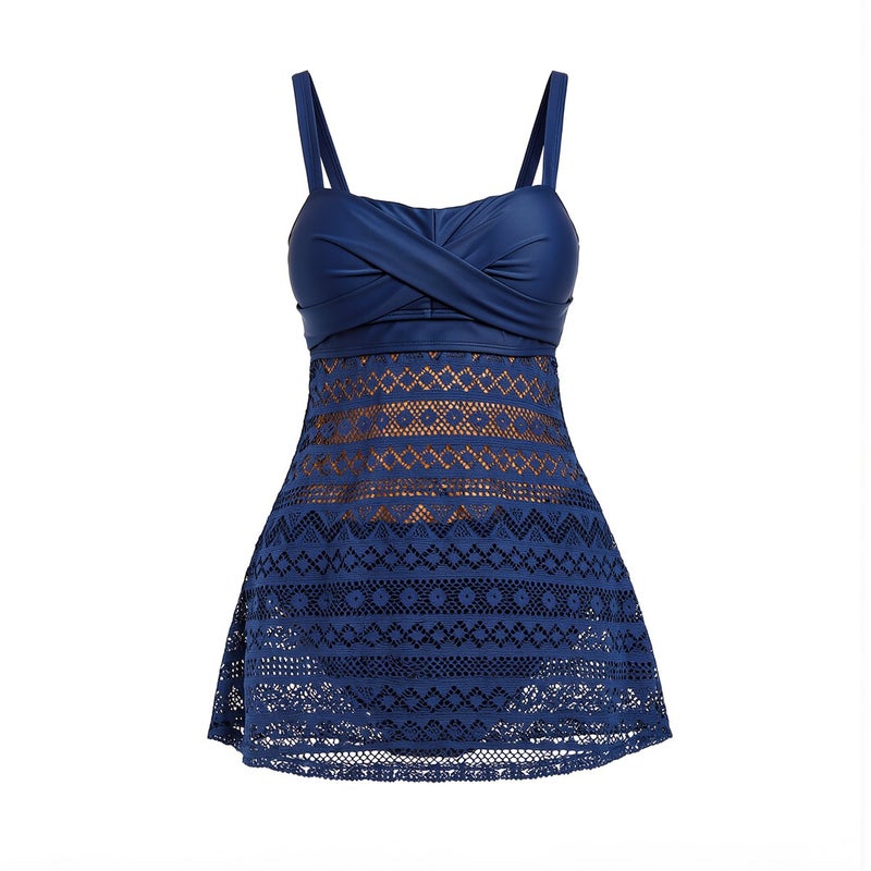 Womens Push Up Tankini Swimdress No Slip Tummy Control Lace 3 Color M - Image 2