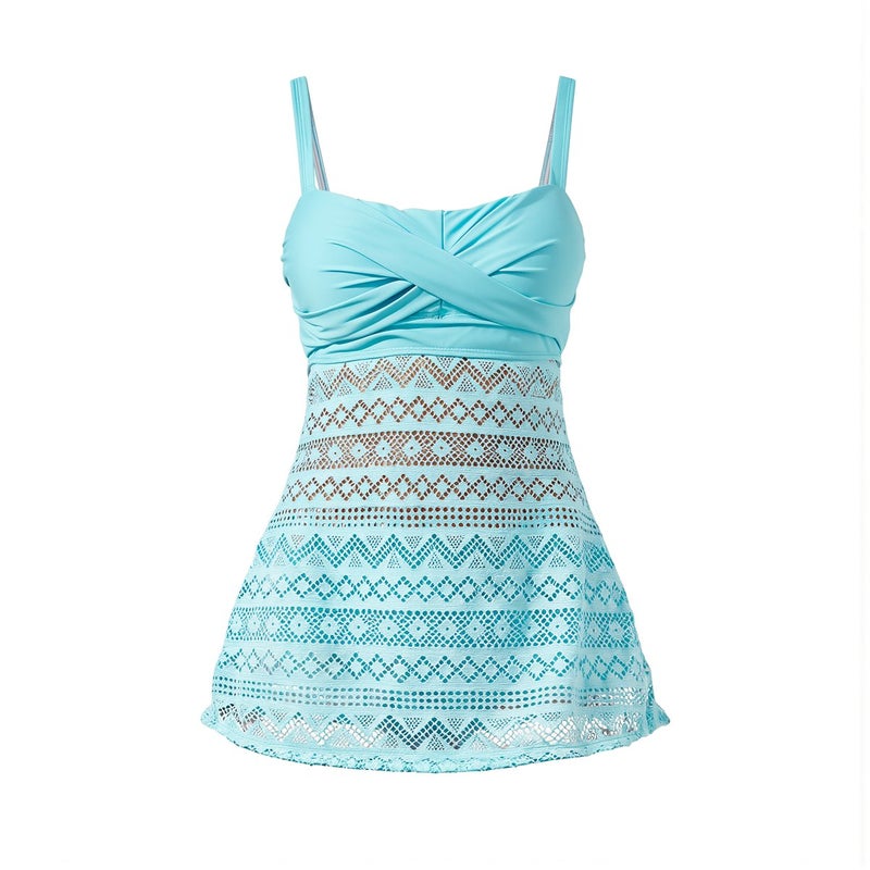 Womens Push Up Tankini Swimdress No Slip Tummy Control Lace 3 Color M - Image 3
